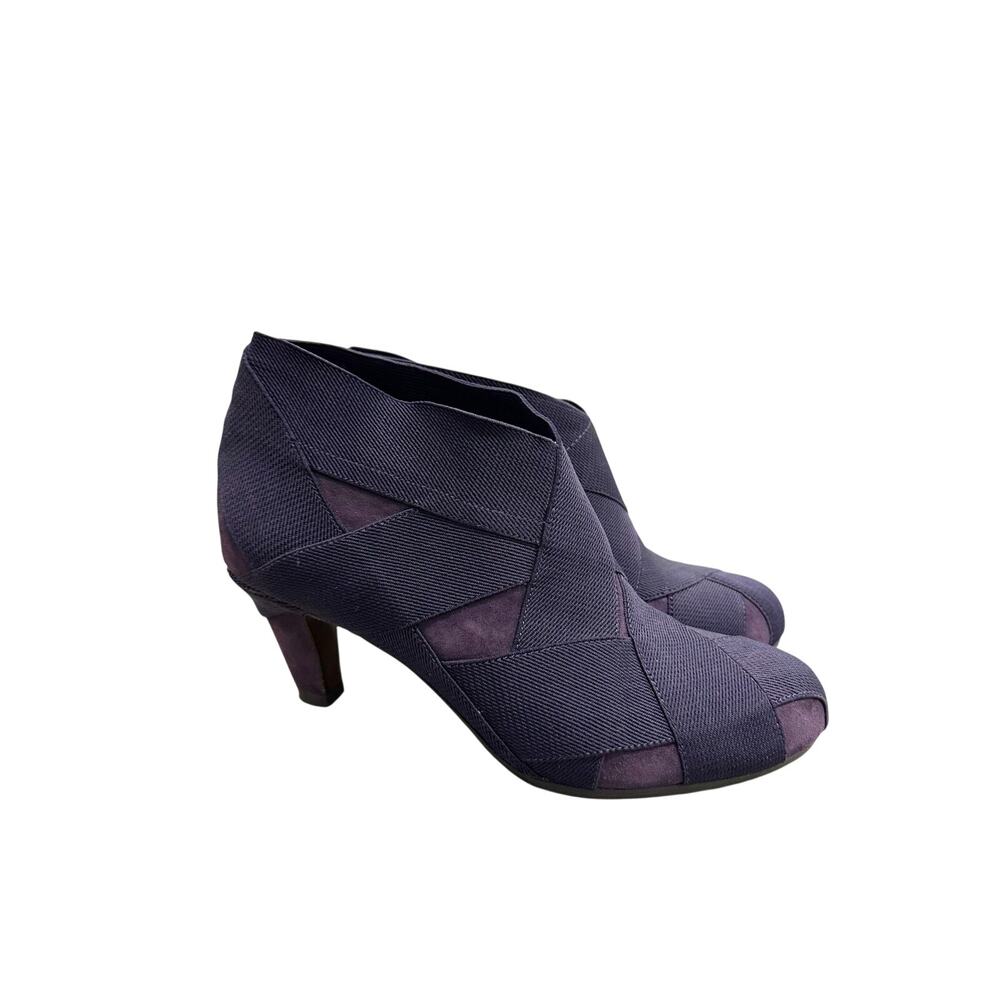 United Nude Fold Mid Elastic Ankle Booties Purple Heels Size 39 EU 8.5-9 US